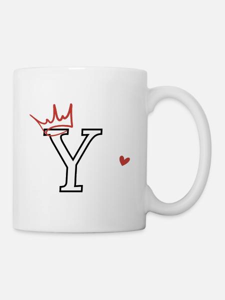 Buchstabe y Kronenherz - Tasse - Weiß