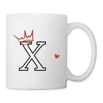 Buchstabe x Herzkrone - Tasse - Weiß - Rechts