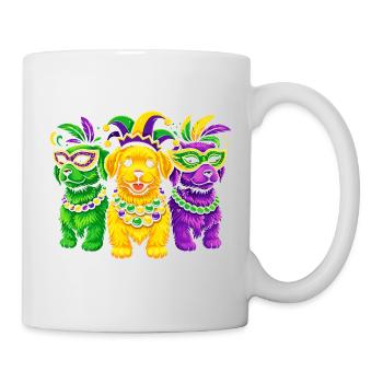 Chiens de carnaval : Trio de perles de Mardi Gras - Mug blanc - blanc - Droite