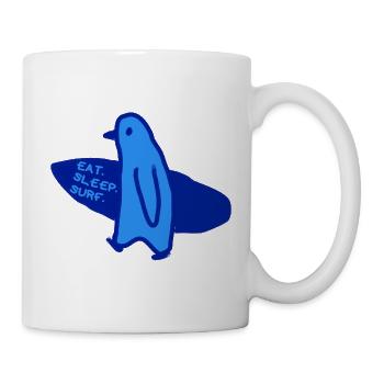 Surfer Surfergirl Pinguin Surfen  - Tasse - Weiß - Rechts