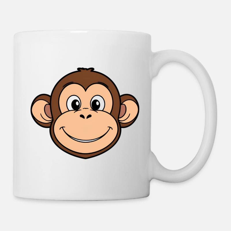 Smiling Monkey Cartoon - Mug - white