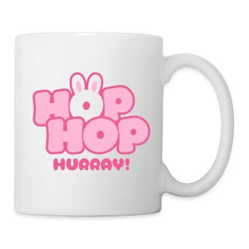Hop Hop Hurray | Cute Bunny Saying Motif - Mug - white - Right