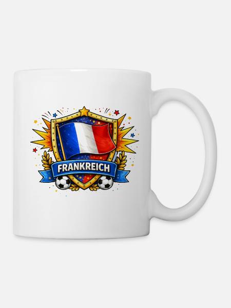 Französische Flagge im Fußballshield - Tasse - Weiß