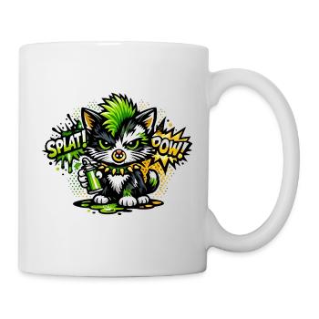 Neon Graffiti Kätzchen Sprayer - Tasse - Weiß - Rechts