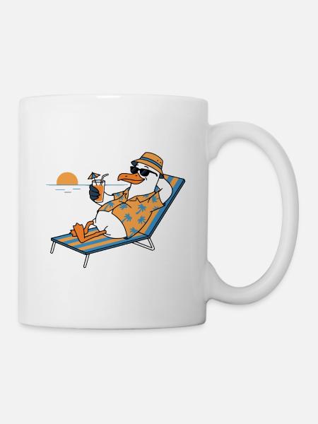 Sonnenstrand-Pinguin Hawaii - Tasse - Weiß