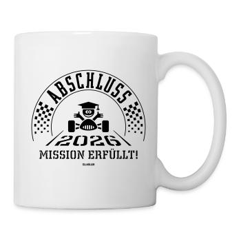 Abschluss 2026 – Mission Erfüllt! (Zieleinfahrt B) - Tasse - Weiß - Rechts
