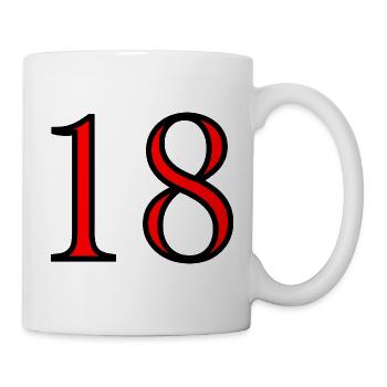 18. 18 JAHRE ALT. 18-JÄHRIGES JUBILÄUM. 18. GEBURTSTAG. - Tasse - Weiß - Rechts