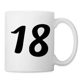 18. 18 JAHRE ALT. 18-JÄHRIGES JUBILÄUM. 18. GEBURTSTAG. - Tasse - Weiß - Rechts