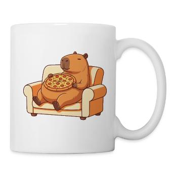 Pizza Capybara auf dem Sofa - Tasse - Weiß - Rechts