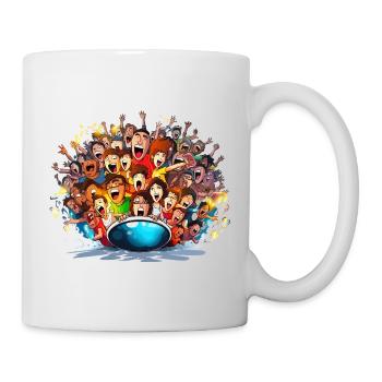 Jubelnde Massen auf Boot - Tasse - Weiß - Rechts