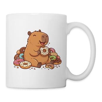 Capybara with Donuts Cheerful Cute Animal Motif - Mug - white - Right