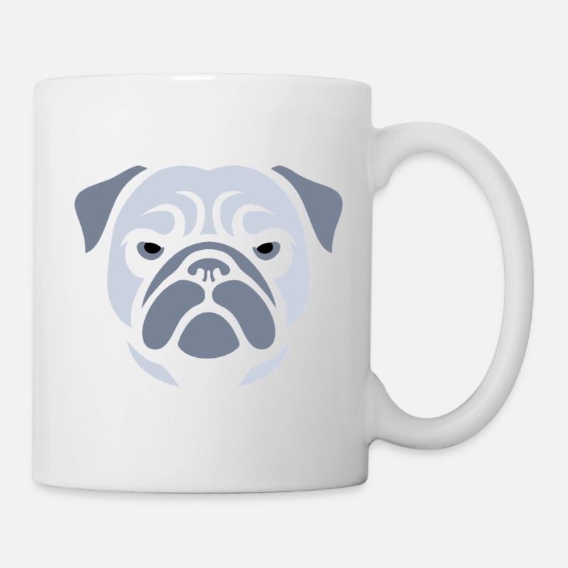 Pug , Dog head - Mug - white