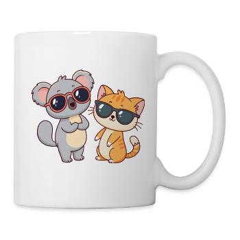 Amitié en Soleil: Koala et Chat - Mug blanc - blanc - Droite