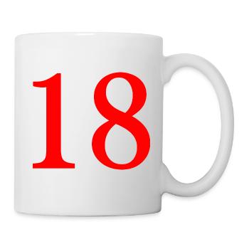 18. 18 JAHRE ALT. 18-JÄHRIGES JUBILÄUM. 18. GEBURTSTAG. - Tasse - Weiß - Rechts