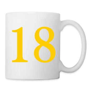18. 18 JAHRE ALT. 18-JÄHRIGES JUBILÄUM. 18. GEBURTSTAG. - Tasse - Weiß - Rechts