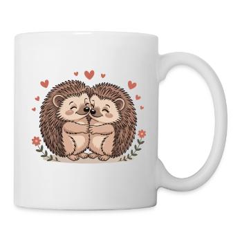 Igel Paar Liebe mit Herzen - Tasse - Weiß - Rechts