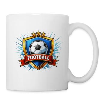 Fußball Wappen mit Ball und Banner - Tasse - Weiß - Rechts