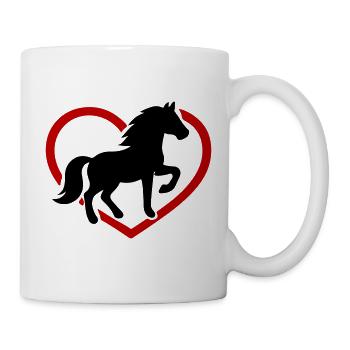 Pferd Herz Schwarz Rot Symbol - Tasse - Weiß - Rechts