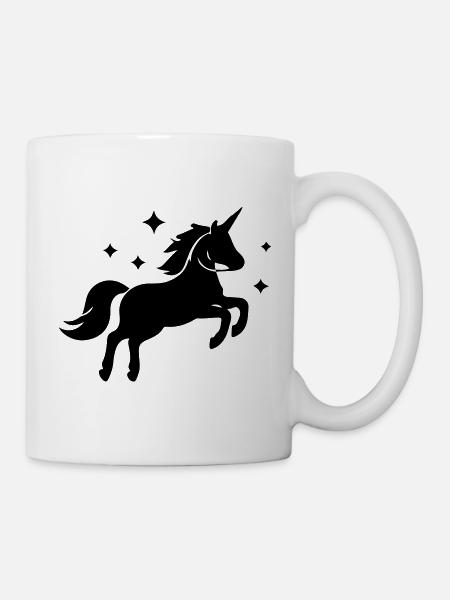 Einhorn Sterne Schwarz Symbol - Tasse - Weiß