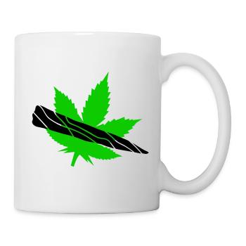 Green Leaf Silhouette Design - Mug - white - Right