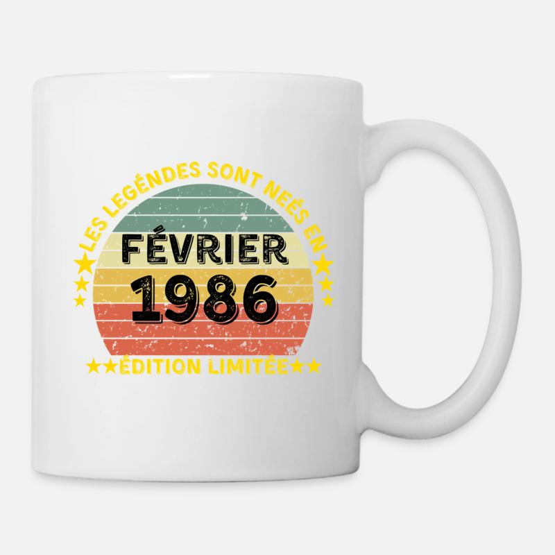 Les Légendes nées février 1986 édition limitée - Mug blanc - blanc