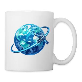 Earth Blue Planet Satellite Globe Satellite Ring - Mug - white - Right