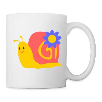 Cute Snail with Flower – Children's Motif Colorful - Mug - white - Right
