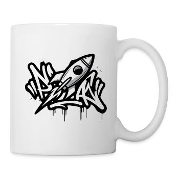 Graffiti rocket in black and white - Mug - white - Right