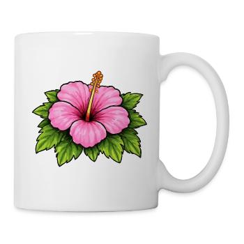 Pink Hibiscus Blossom Illustration - Mug - white - Right
