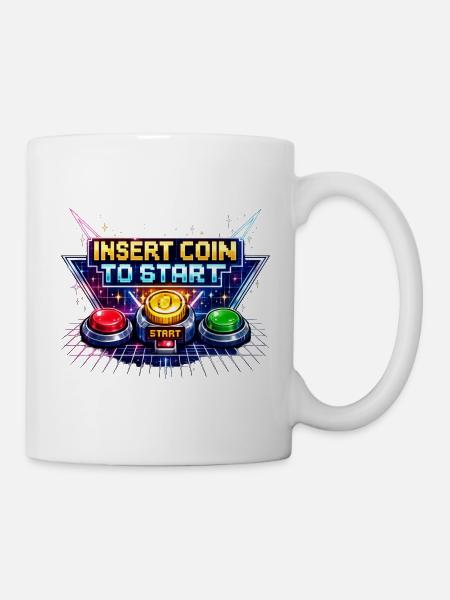 Arcade Startknopf Neon Retro - Tasse - Weiß