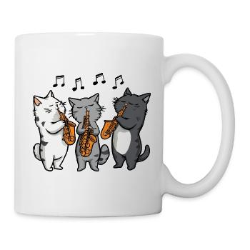 Jazzkatzen Trio Saxophon - Tasse - Weiß - Rechts