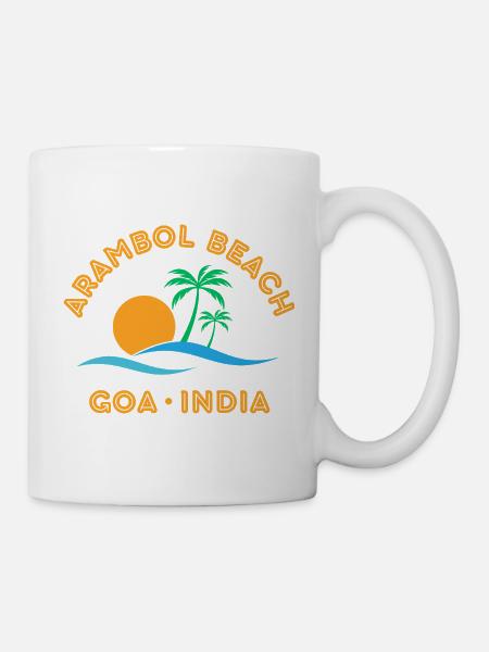 Arambol Beach, Goa, Indien Sonnenuntergangspalme - Tasse - Weiß