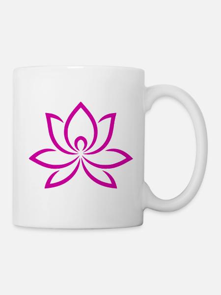Fließende Lotusblüte in Pink - Tasse - Weiß