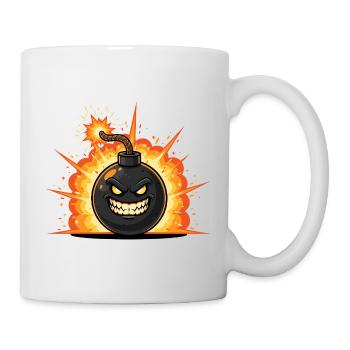 Explosion bomb cartoon with grin - Mug - white - Right
