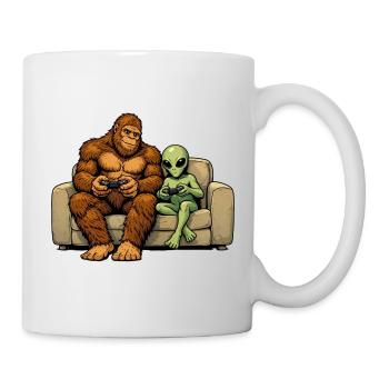 Bigfoot Alien Spielt Videospiel Gaming Sasquatch - Tasse - Weiß - Rechts