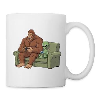 Bigfoot Alien Spielt Videospiel Gaming Sasquatch - Tasse - Weiß - Rechts