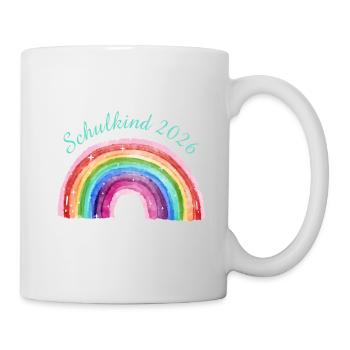 Regenbogen mit Sternchen - Schulkind 2026 Pastell - Tasse - Weiß - Rechts