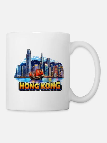 Hong Kong Skyline - Tasse - Weiß