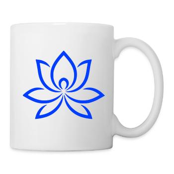 Blue Lotus Lineart Fine Flower Flower Fan - Mug - white - Right
