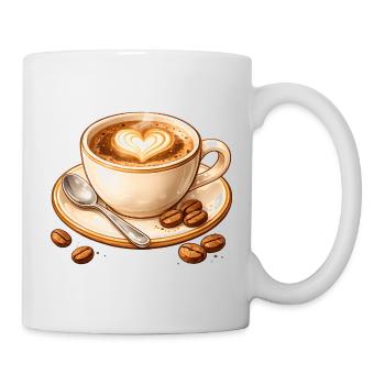 Kaffee Illustration mit Herz  - Tasse - Weiß - Rechts
