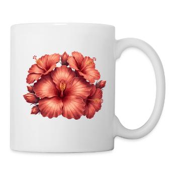 Hibiscus in rose red - Mug - white - Right