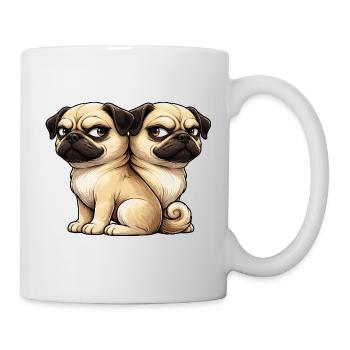 Amis de dessin animé mignons Carlins Jumeaux d’amitié - Mug blanc - blanc - Droite