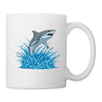 Shark jump over white water - Mug - white - Right