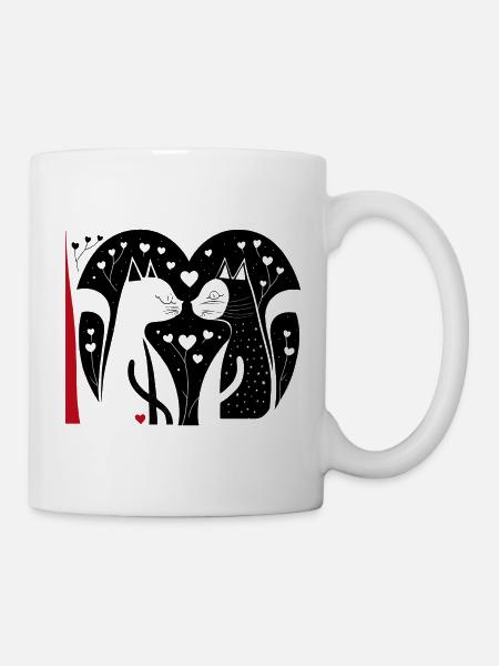 verliebtes Katzenpaar - Tasse - Weiß