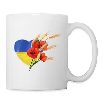 Herz der Ukraine - Mohnblumen & Goldener Weizen - Tasse - Weiß - Rechts