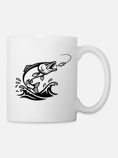 Hecht Raubfisch Silhouette - Tasse - Weiß