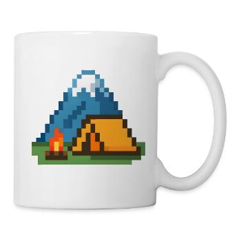 Feu de camp Pixel à la tente de montagne - Mug blanc - blanc - Droite