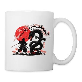 Samurai vs Dragon Shirt Dragon Fight - Mug - white - Right