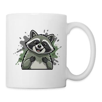 Dessin animé de raton laveur rieur - Mug blanc - blanc - Droite