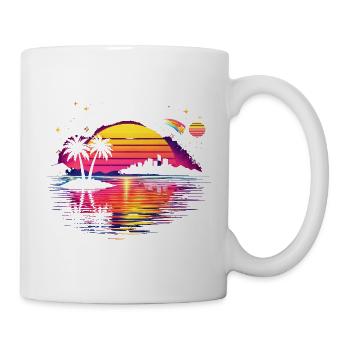 Retro sunset 80s illustration - Mug - white - Right